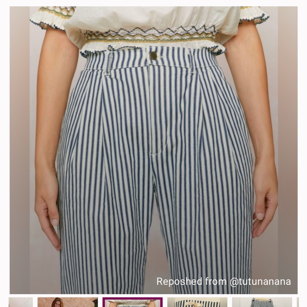Christy Dawn Navy and White Striped Trousers